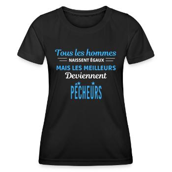 tous les hommes naissent égaux Pêcheurs - T-shirt sport Femme - noir - Devant - AI Model Female 172 light (172cm)