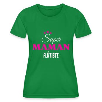 Super maman flûtiste citation - T-shirt sport Femme - vert - Devant - AI Model Female 172 dark (172cm)
