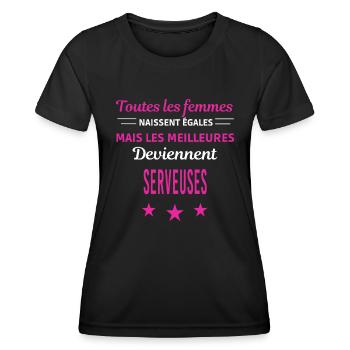 femmes naissent les meilleurs serveuses - T-shirt sport Femme - noir - Devant - AI Model Female 172 light (172cm)