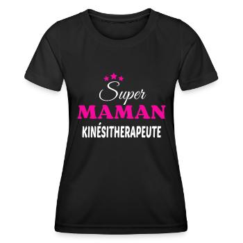 Super maman kinésitherapeute citation - T-shirt sport Femme - noir - Devant - AI Model Female 172 light (172cm)