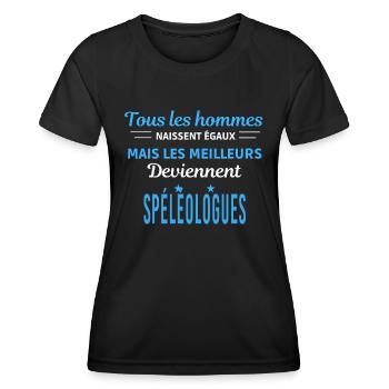 tous les hommes naissent égaux Spéléologues - T-shirt sport Femme - noir - Devant - AI Model Female 172 light (172cm)