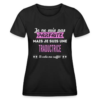 Je ne suis pas parfaite traductrice - T-shirt sport Femme - noir - Devant - AI Model Female 172 light (172cm)