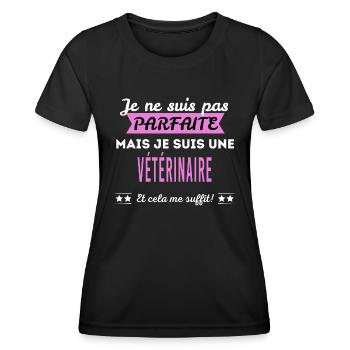 Je ne suis pas parfaite vétérinaire - T-shirt sport Femme - noir - Devant - AI Model Female 172 light (172cm)