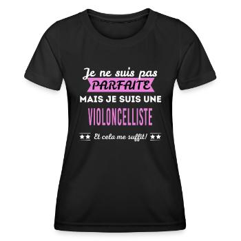 Je ne suis pas parfaite violoncelliste - T-shirt sport Femme - noir - Devant - AI Model Female 172 light (172cm)