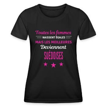 femmes naissent les meilleurs Suédoises - T-shirt sport Femme - noir - Devant - AI Model Female 172 light (172cm)
