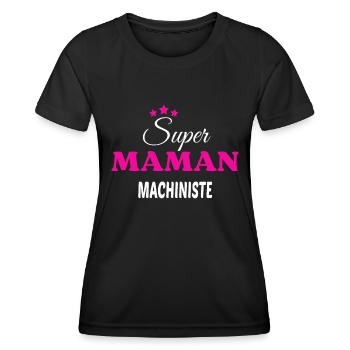 Super maman machiniste citation - T-shirt sport Femme - noir - Devant - AI Model Female 172 light (172cm)