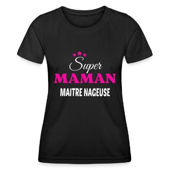 Super maman maitre nageuse citation - T-shirt sport Femme - noir - Devant - AI Model Female 172 light (172cm)