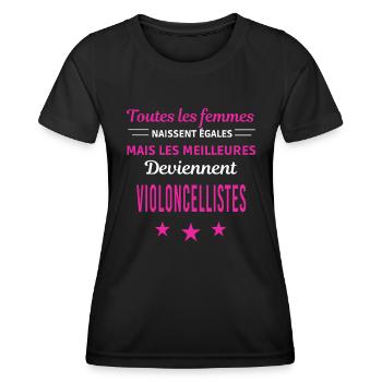 femmes naissent les meilleurs violoncellistes - T-shirt sport Femme - noir - Devant - AI Model Female 172 light (172cm)