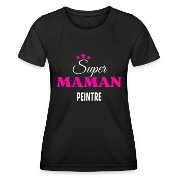 Super maman peintre citation - T-shirt sport Femme - noir - Devant - AI Model Female 172 light (172cm)