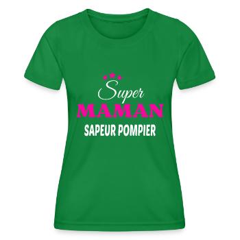 Super maman sapeur pompier citation - T-shirt sport Femme - vert - Devant - AI Model Female 172 dark (172cm)