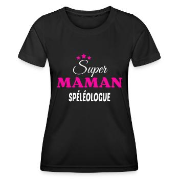 Super maman spéléologue citation - T-shirt sport Femme - noir - Devant - AI Model Female 172 light (172cm)