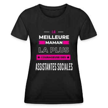 meilleur maman courageuse des assistantes sociales - T-shirt sport Femme - noir - Devant - AI Model Female 172 light (172cm)