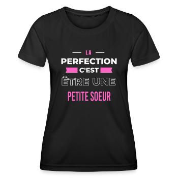La perfection, c'est être une petite soeur - T-shirt sport Femme - noir - Devant - AI Model Female 172 light (172cm)