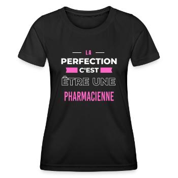 La perfection, c'est être une pharmacienne - T-shirt sport Femme - noir - Devant - AI Model Female 172 light (172cm)