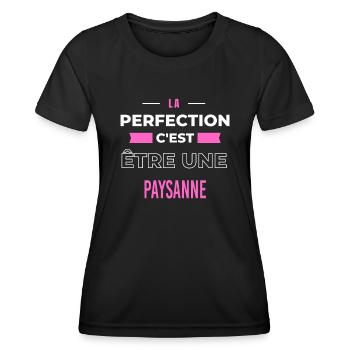 La perfection, c'est être une paysanne - T-shirt sport Femme - noir - Devant - AI Model Female 172 light (172cm)