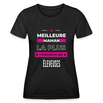 La meilleure maman plus courageuse des éleveuses - T-shirt sport Femme - noir - Devant - AI Model Female 172 light (172cm)