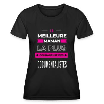 La meilleure maman courageuse des documentalistes - T-shirt sport Femme - noir - Devant - AI Model Female 172 light (172cm)