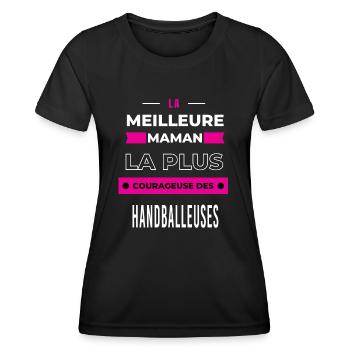 meilleure maman plus courageuse des handballeuses - T-shirt sport Femme - noir - Devant - AI Model Female 172 light (172cm)