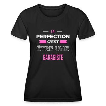 La perfection, c'est être une garagiste - T-shirt sport Femme - noir - Devant - AI Model Female 172 light (172cm)