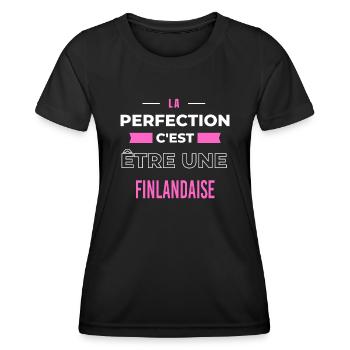 La perfection, c'est être une Finlandaise - T-shirt sport Femme - noir - Devant - AI Model Female 172 light (172cm)