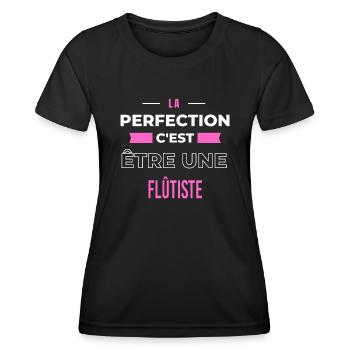 La perfection, c'est être une flûtiste - T-shirt sport Femme - noir - Devant - AI Model Female 172 light (172cm)