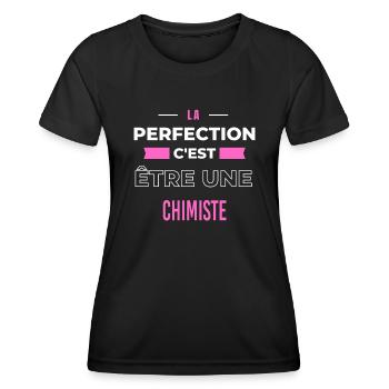 La perfection, c'est être une chimiste - T-shirt sport Femme - noir - Devant - AI Model Female 172 light (172cm)