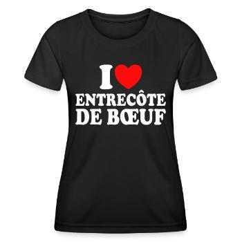 Boucher I Love Entrecôte De Boeuf - T-shirt sport Femme - noir - Devant - AI Model Female 172 light (172cm)