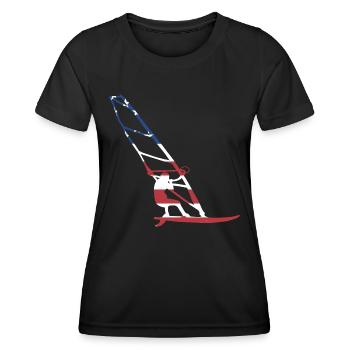 Sport Us Flag Windsurfing - Frauen Funktions-T-Shirt - Schwarz - Vorne - AI Model Female 172 light (172cm)