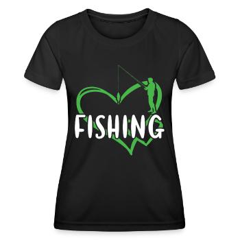 Pêche au cœur de pêcheur - T-shirt sport Femme - noir - Devant - AI Model Female 172 light (172cm)