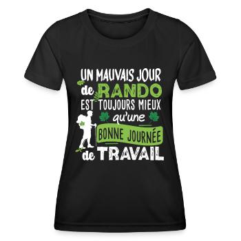 Randonnée Travail Rando Nature Montagne Citations - T-shirt sport Femme - noir - Devant - AI Model Female 172 light (172cm)