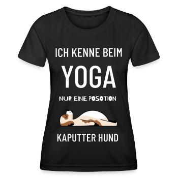 Hund Dog Yoga Position Frauchen Herrchen - Frauen Funktions-T-Shirt - Schwarz - Vorne - AI Model Female 172 light (172cm)