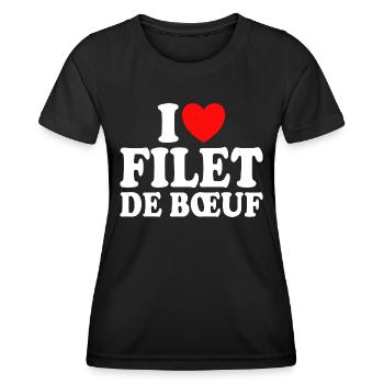 Boucher I Love Filet De Boeuf - T-shirt sport Femme - noir - Devant - AI Model Female 172 light (172cm)