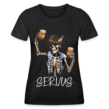Servus Skull Bier Trachtenshirt Biertrinker - Frauen Funktions-T-Shirt - Schwarz - Vorne - AI Model Female 172 light (172cm)
