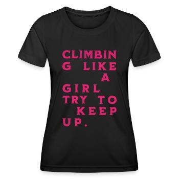 Klettern Bouldern Climbing Berg Bergsteigen - Frauen Funktions-T-Shirt - Schwarz - Vorne - AI Model Female 172 light (172cm)