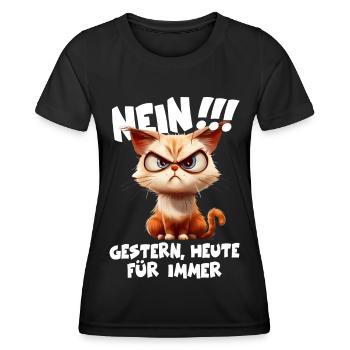 Katze nein für immer ich hasse Menschen Geschenk - Frauen Funktions-T-Shirt - Schwarz - Vorne - AI Model Female 172 light (172cm)