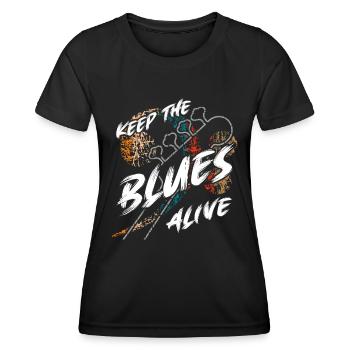 Le blues est vivant Gardez le blues vivant - T-shirt sport Femme - noir - Devant - AI Model Female 172 light (172cm)