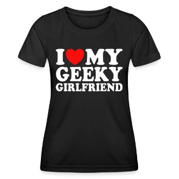 J'aime Ma Petite Amie Geek J'Adore Ma Copine Geek - T-shirt sport Femme - noir - Devant - AI Model Female 172 light (172cm)