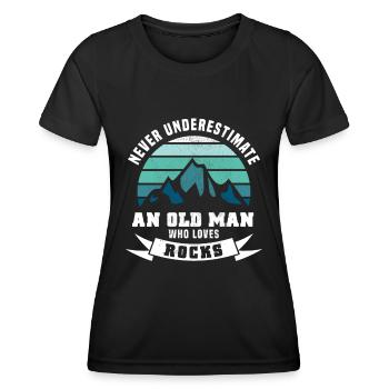 Funny Geology & Rocks Gift for Old Man - Women's Functional T-Shirt - black - Front - AI Model Female 172 light (172cm)