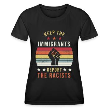 Gardez le cadeau d’égalité BLM des immigrants - T-shirt sport Femme - noir - Devant - AI Model Female 172 light (172cm)