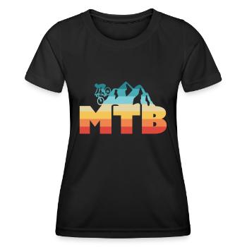 Retro MTB Vintage Mountainbike Geschenk - Frauen Funktions-T-Shirt - Schwarz - Vorne - AI Model Female 172 light (172cm)