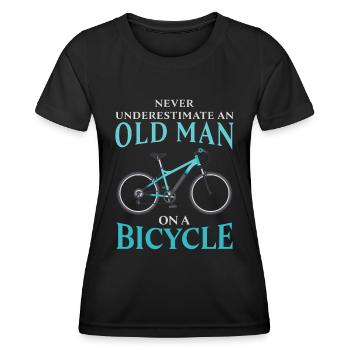 Old Man Bicycle Funny Cycling Cycle Gift - Women's Functional T-Shirt - black - Front - AI Model Female 172 light (172cm)