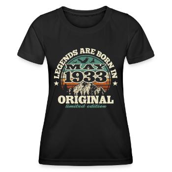 90 Jahre alt - Legende geboren 1933 - Frauen Funktions-T-Shirt - Schwarz - Vorne - AI Model Female 172 light (172cm)