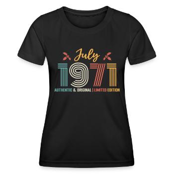 July 1971 birthday July 1971 July - Women's Functional T-Shirt - black - Front - AI Model Female 172 light (172cm)