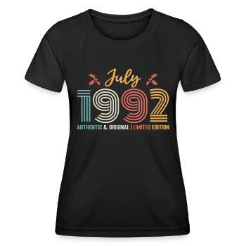 July 1992 birthday July 1992 July - Women's Functional T-Shirt - black - Front - AI Model Female 172 light (172cm)