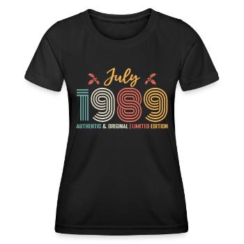 July 1989 Birthday July 1989 July - Women's Functional T-Shirt - black - Front - AI Model Female 172 light (172cm)