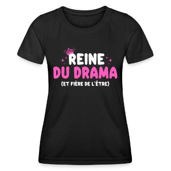 Reine Du Drama Râleuse Rigolo Femme - T-shirt sport Femme - noir - Devant - AI Model Female 172 light (172cm)