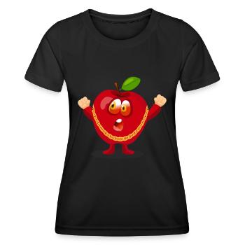 Caractère drôle d’Apple - T-shirt sport Femme - noir - Devant - AI Model Female 172 light (172cm)
