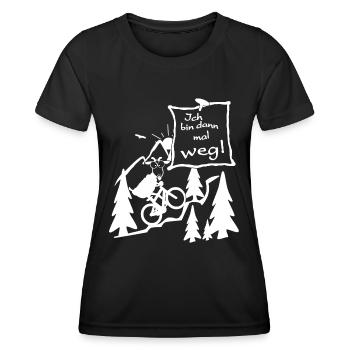 bin weg MTB fahren - Fahrradtour - Frauen Funktions-T-Shirt - Schwarz - Vorne - AI Model Female 172 light (172cm)