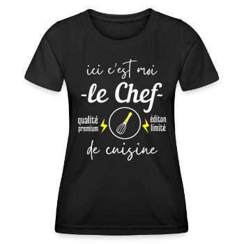 Ici c est moi le chef - T-shirt sport Femme - noir - Devant - AI Model Female 172 light (172cm)
