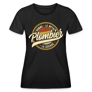 Homme Mythe Légende Plombier - T-shirt sport Femme - noir - Devant - AI Model Female 172 light (172cm)